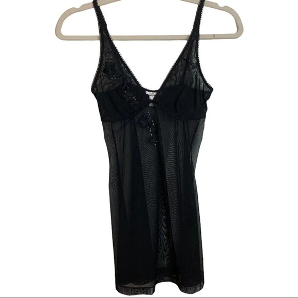 LaSenza  Black Baby Doll Lingerie Size Small Floral - Picture 12 of 12